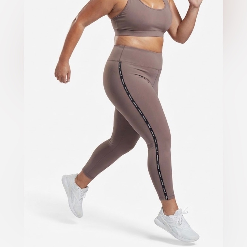 Reebok Brown Leggings with Black Side Stripe